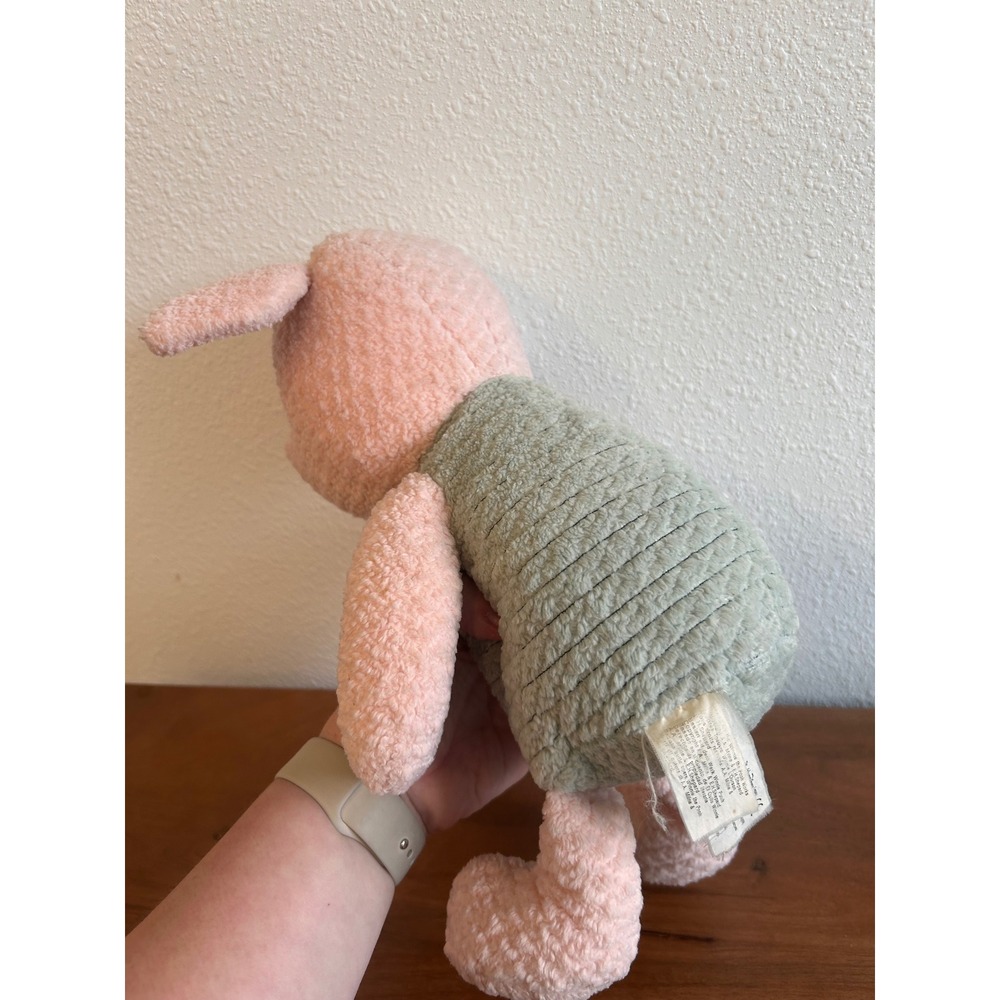 Vintage Disney Store Winnie the Pooh Piglet Plush Textured Pink Green Toy - Picture 4 of 5